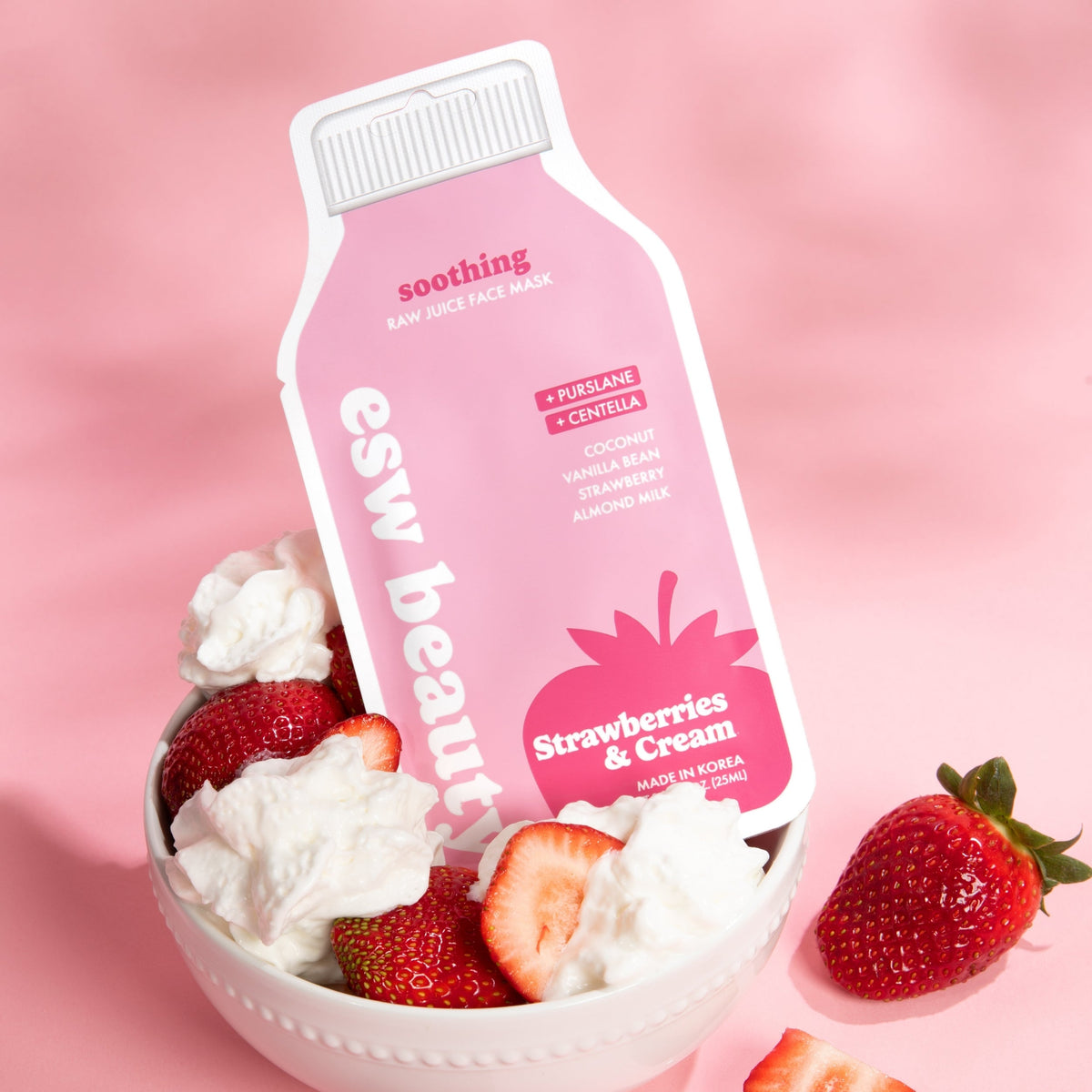 Raw Juice Sheet Mask – Strawberries & Cream Soothing