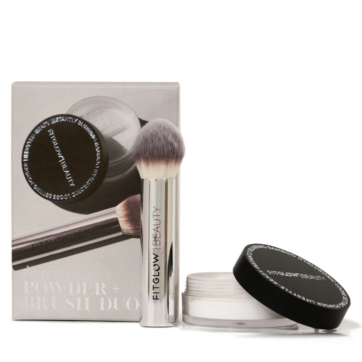 Fitglow Beauty Bamboo Hyaluronic Loose Setting Powder and Brush Duo